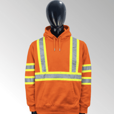 High-visibility hoodies with reflective strips for industrial and outdoor workwear