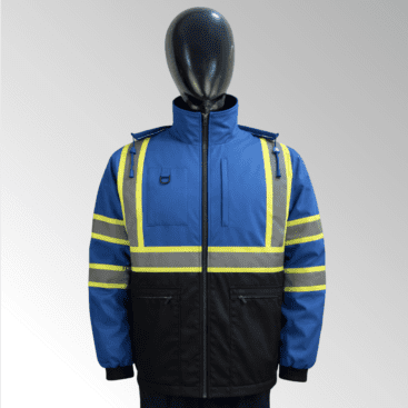 High-visibility safety jackets with reflective tape for industrial and outdoor workwear