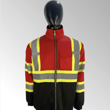 High-visibility safety jackets with reflective tape for industrial and outdoor workwear