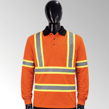 High-visibility polo shirts for industrial and corporate workwear