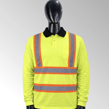 High-visibility polo shirts for industrial and corporate workwear